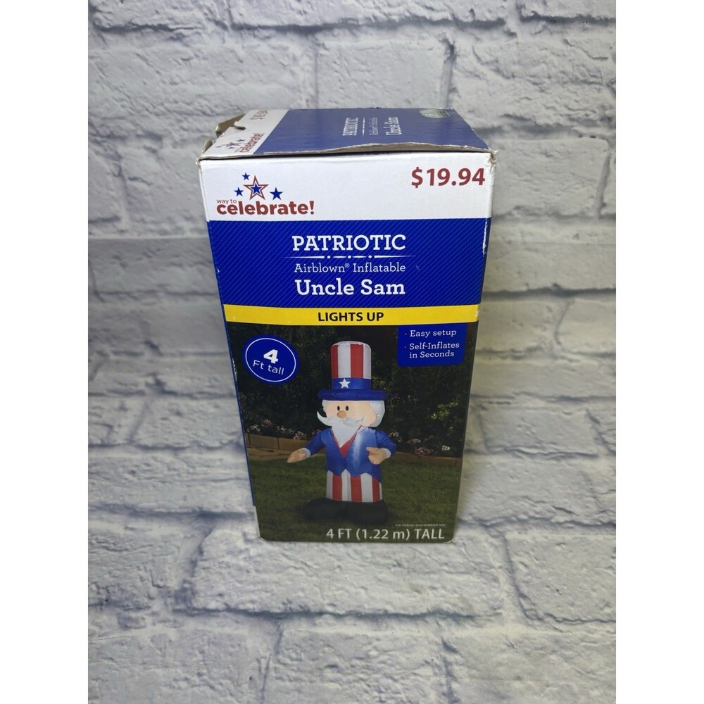 Uncle Sam 4 Foot Airblown Inflatable Patriotic Yard Decor ~ Lights Up July 4th - Picture 3 of 8